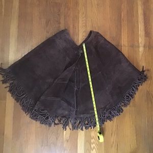 Vintage Suede fringe poncho with frog closure